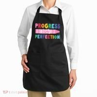 Progress Over Perfection Funny Motivational Teacher School Apron thumb 2