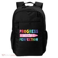Progress Over Perfection Funny Motivational Teacher School Backpack thumb 0