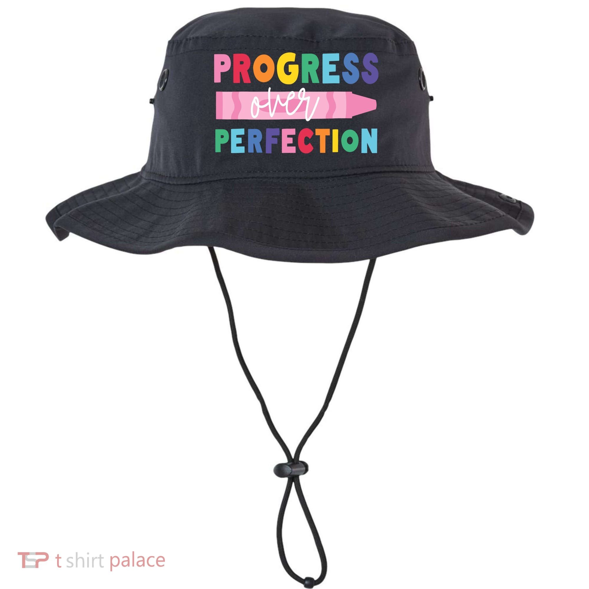 Progress Over Perfection Funny Motivational Teacher School Bucket Hat