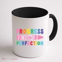 Progress Over Perfection Funny Motivational Teacher School Coffee Mug thumb 1