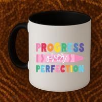 Progress Over Perfection Funny Motivational Teacher School Coffee Mug thumb 2