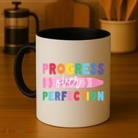 Progress Over Perfection Funny Motivational Teacher School Coffee Mug thumb 4