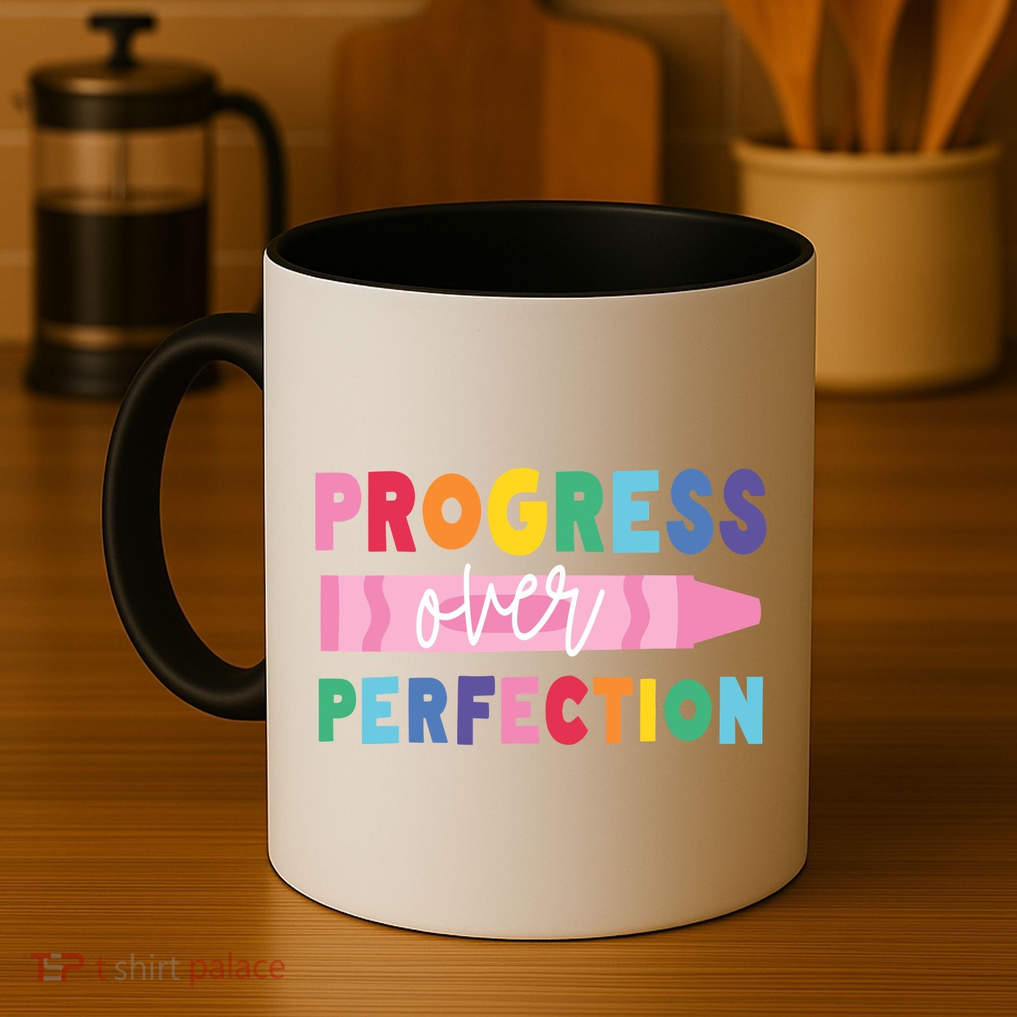 Progress Over Perfection Funny Motivational Teacher School Coffee Mug