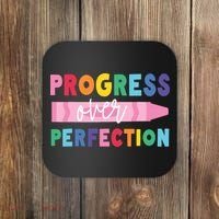 Progress Over Perfection Funny Motivational Teacher School Coaster thumb 0