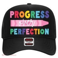 Progress Over Perfection Funny Motivational Teacher School Hat thumb 0