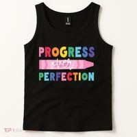 Progress Over Perfection Funny Motivational Teacher School Tank Top thumb 2