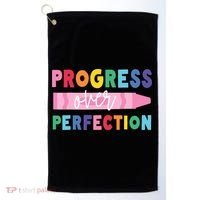Progress Over Perfection Funny Motivational Teacher School Golf Towel thumb 0