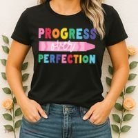 Progress Over Perfection Funny Motivational Teacher School Women's T-Shirt thumb 2
