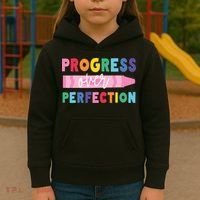 Progress Over Perfection Funny Motivational Teacher School Kids Hoodie thumb 3