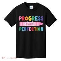 Progress Over Perfection Funny Motivational Teacher School Kids T-Shirt thumb 0