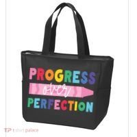 Progress Over Perfection Funny Motivational Teacher School Tote Bag thumb 3