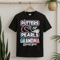 Putters Or Pearls Gender Reveal Grandma Baby Party Supplies T-Shirt thumb 2