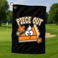Piece Out Pumpkin Pie Funny Golf Towel thumb 1