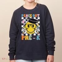 Peace Out Pre K Last Day Of School Smile Face Teachers Women's Sweatshirt thumb 0