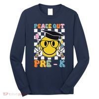 Peace Out Pre K Last Day Of School Smile Face Teachers Long Sleeve Shirt thumb 0