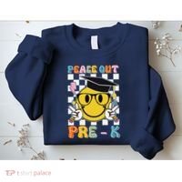Peace Out Pre K Last Day Of School Smile Face Teachers Sweatshirt thumb 2