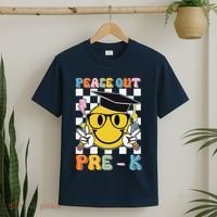 Peace Out Pre K Last Day Of School Smile Face Teachers T-Shirt thumb 2