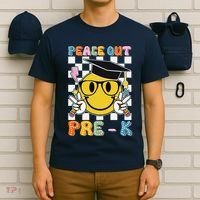 Peace Out Pre K Last Day Of School Smile Face Teachers T-Shirt thumb 6