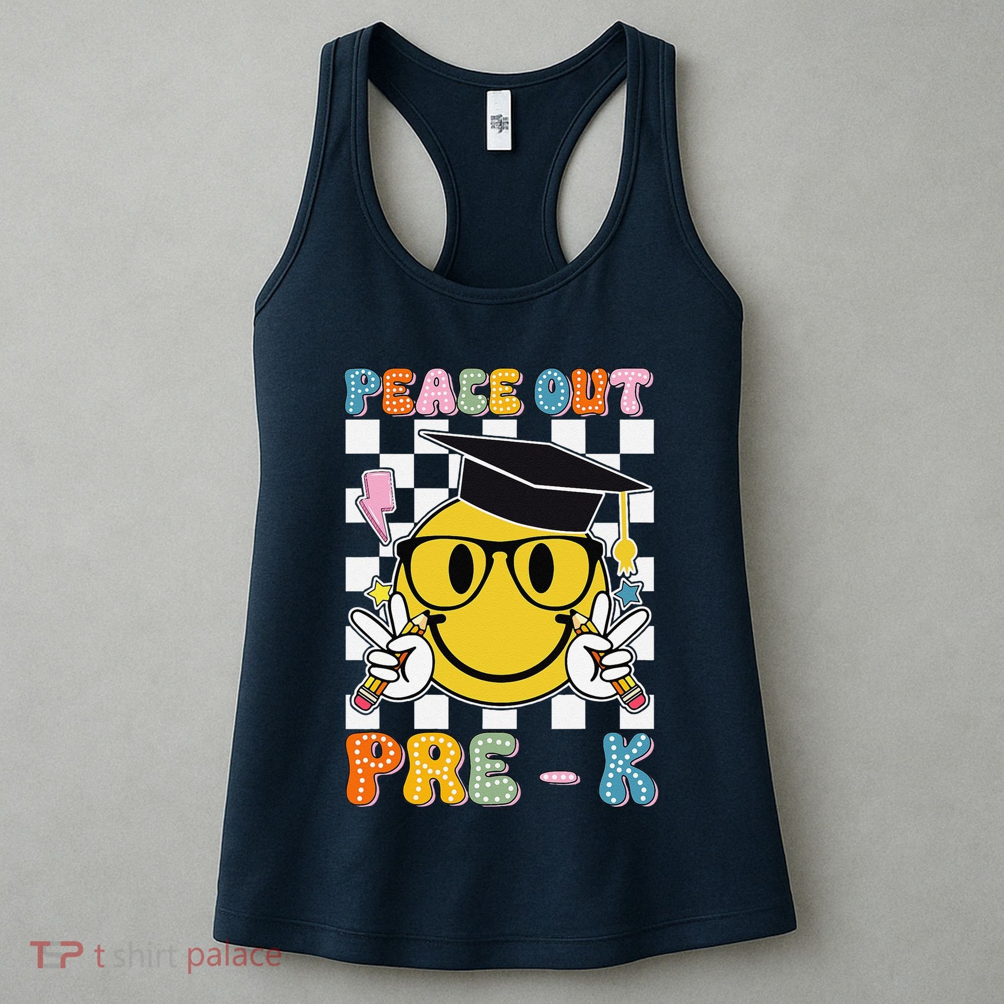 Peace Out Pre K Last Day Of School Smile Face Teachers Women's Tank Top