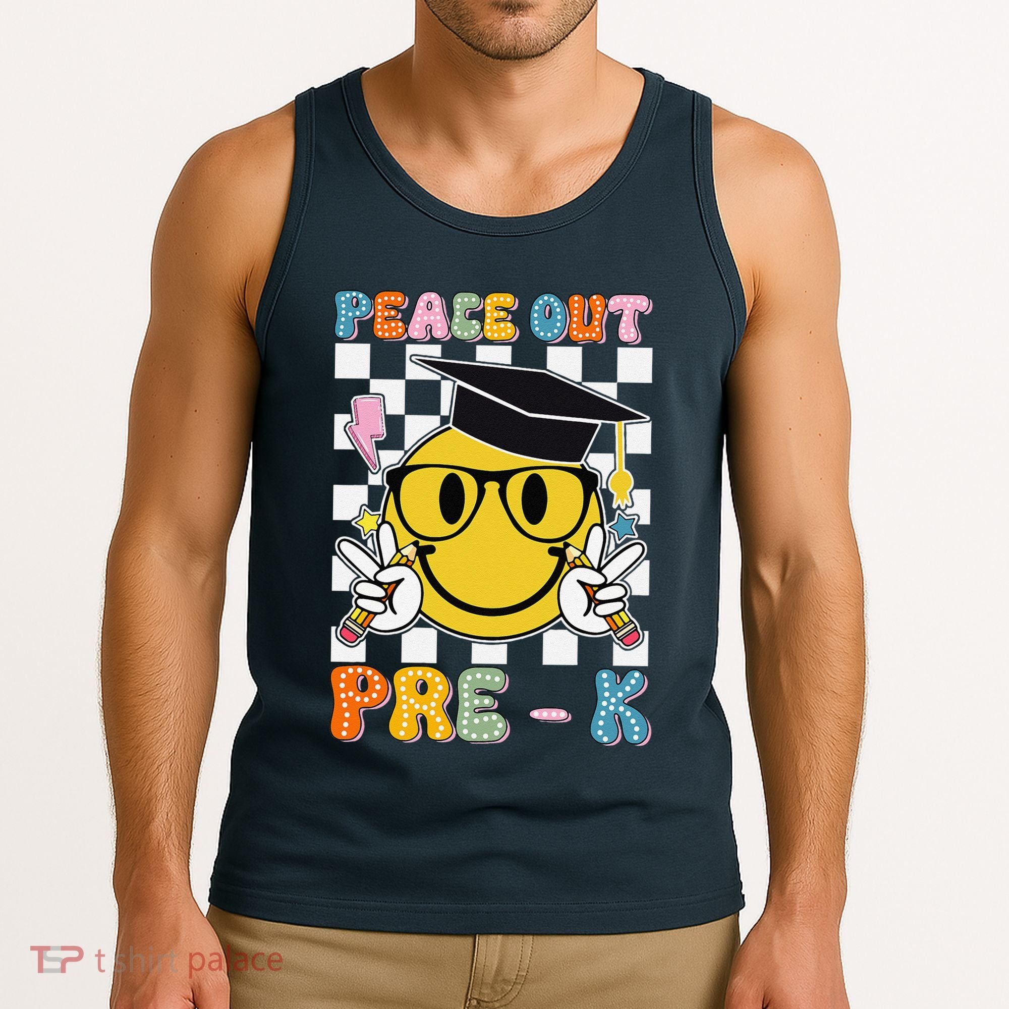 Peace Out Pre K Last Day Of School Smile Face Teachers Tank Top