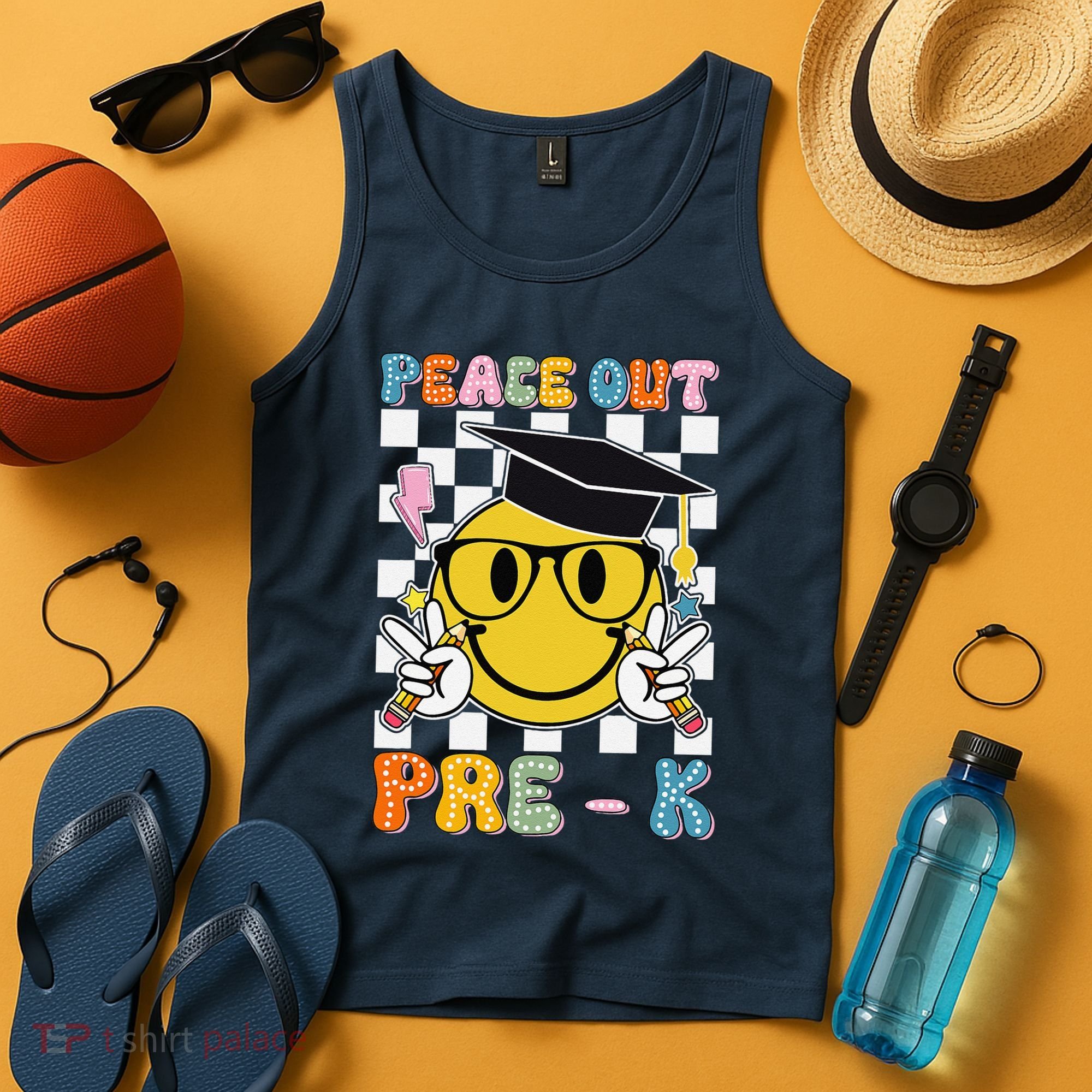 Peace Out Pre K Last Day Of School Smile Face Teachers Tank Top