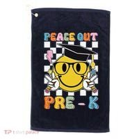 Peace Out Pre K Last Day Of School Smile Face Teachers Golf Towel thumb 0