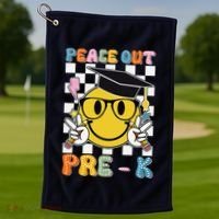 Peace Out Pre K Last Day Of School Smile Face Teachers Golf Towel thumb 1