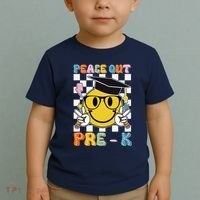 Peace Out Pre K Last Day Of School Smile Face Teachers Toddler T-Shirt thumb 2