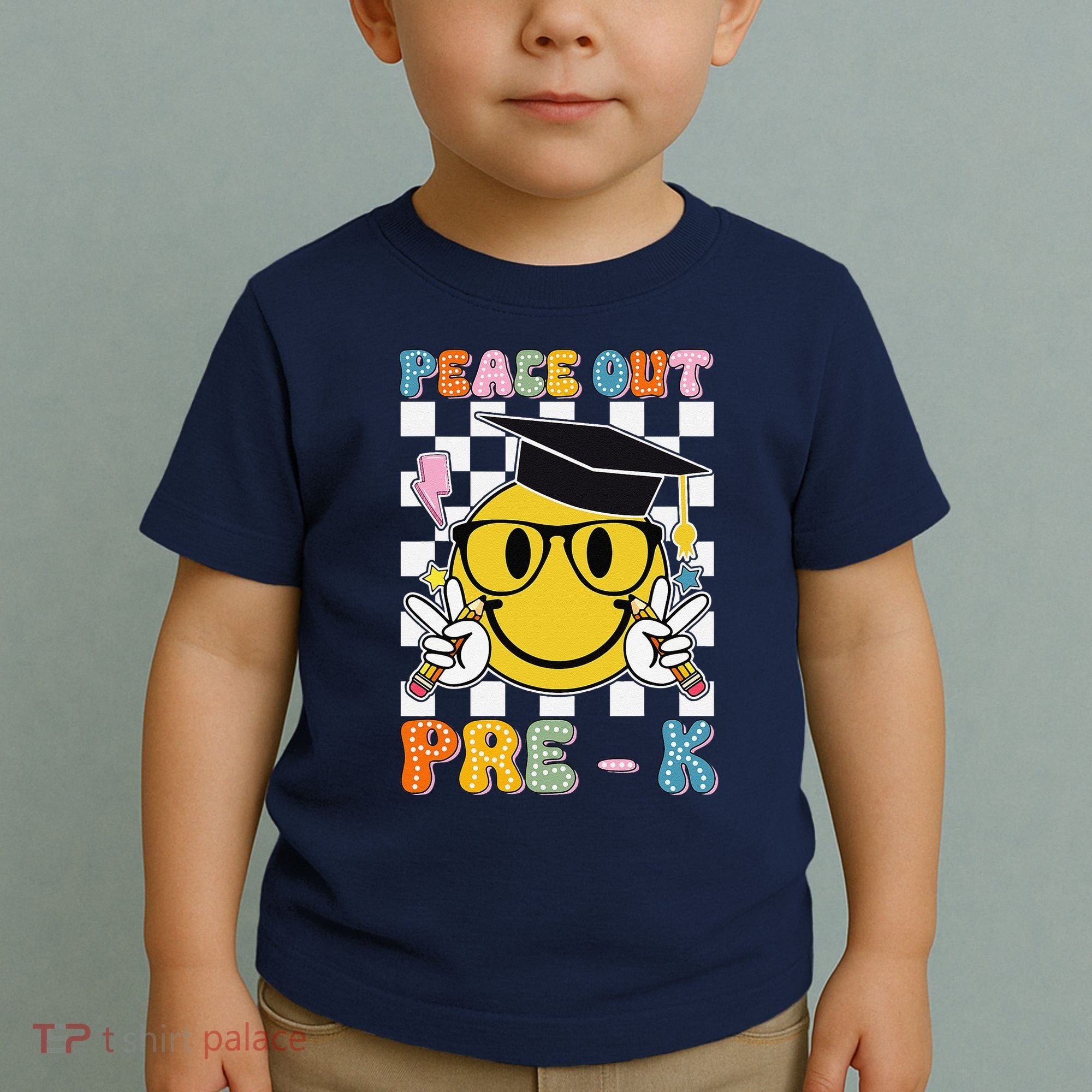 Peace Out Pre K Last Day Of School Smile Face Teachers Toddler T-Shirt