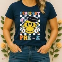 Peace Out Pre K Last Day Of School Smile Face Teachers Women's T-Shirt thumb 2