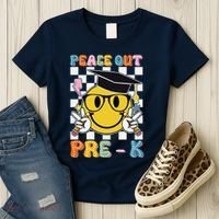 Peace Out Pre K Last Day Of School Smile Face Teachers Women's T-Shirt thumb 3