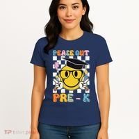 Peace Out Pre K Last Day Of School Smile Face Teachers Women's T-Shirt thumb 4