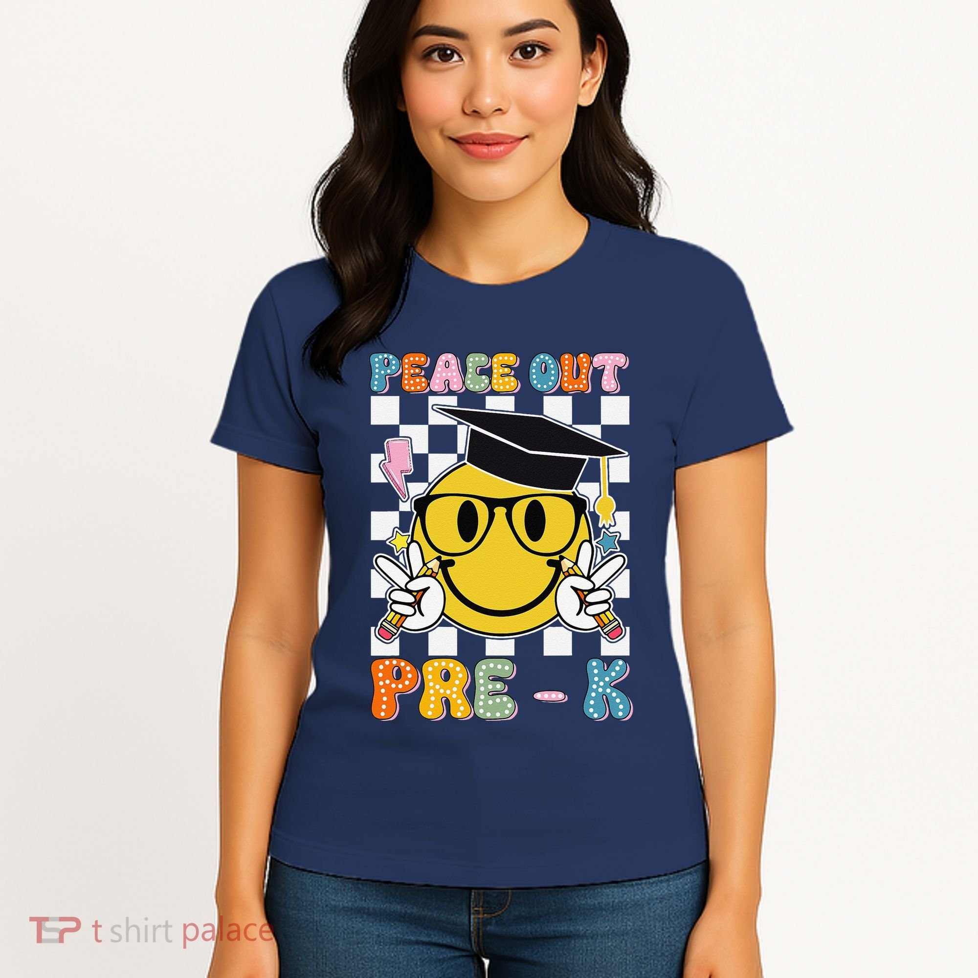 Peace Out Pre K Last Day Of School Smile Face Teachers Women's T-Shirt