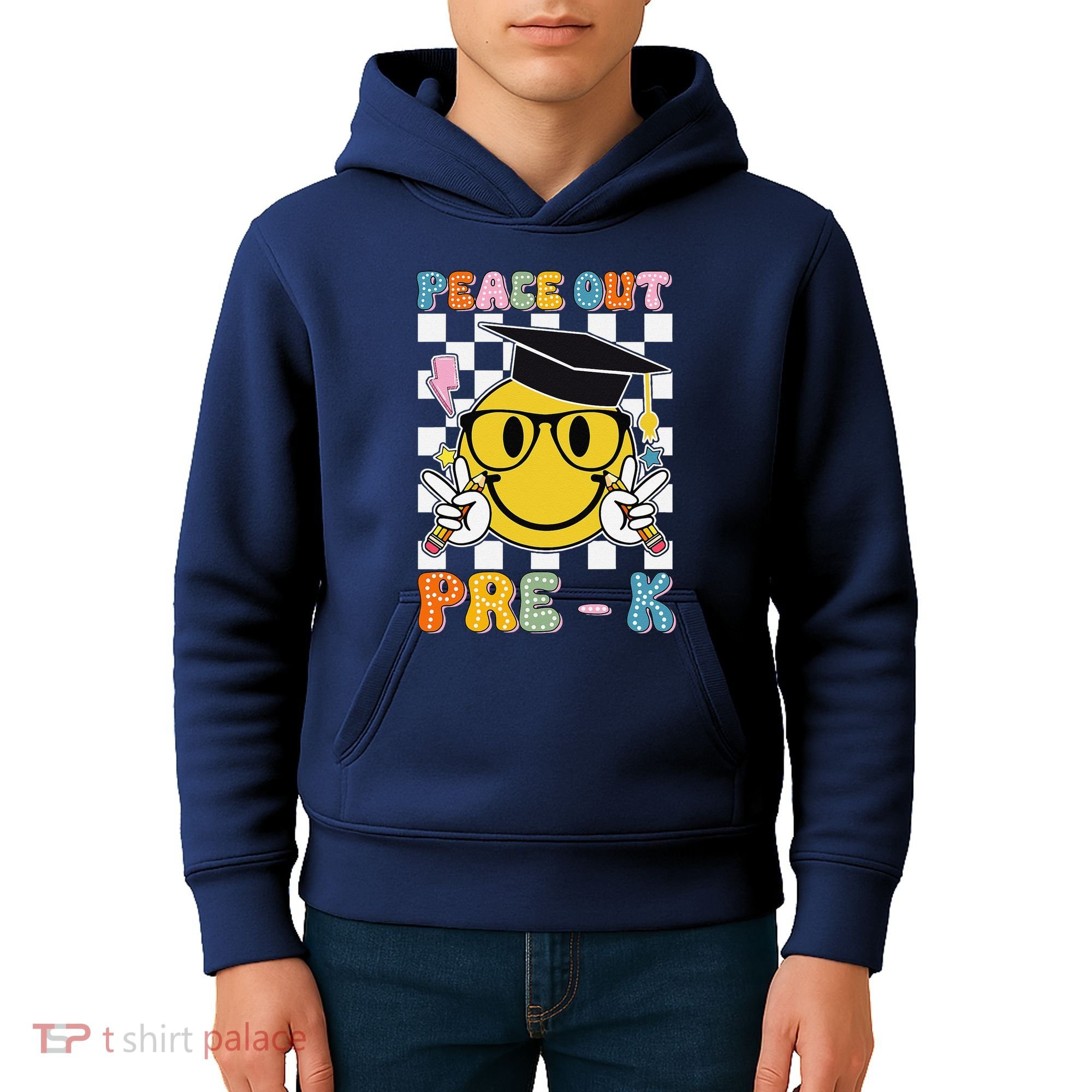 Peace Out Pre K Last Day Of School Smile Face Teachers Kids Hoodie