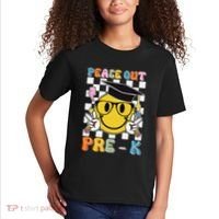 Peace Out Pre K Last Day Of School Smile Face Teachers Kids T-Shirt thumb 2