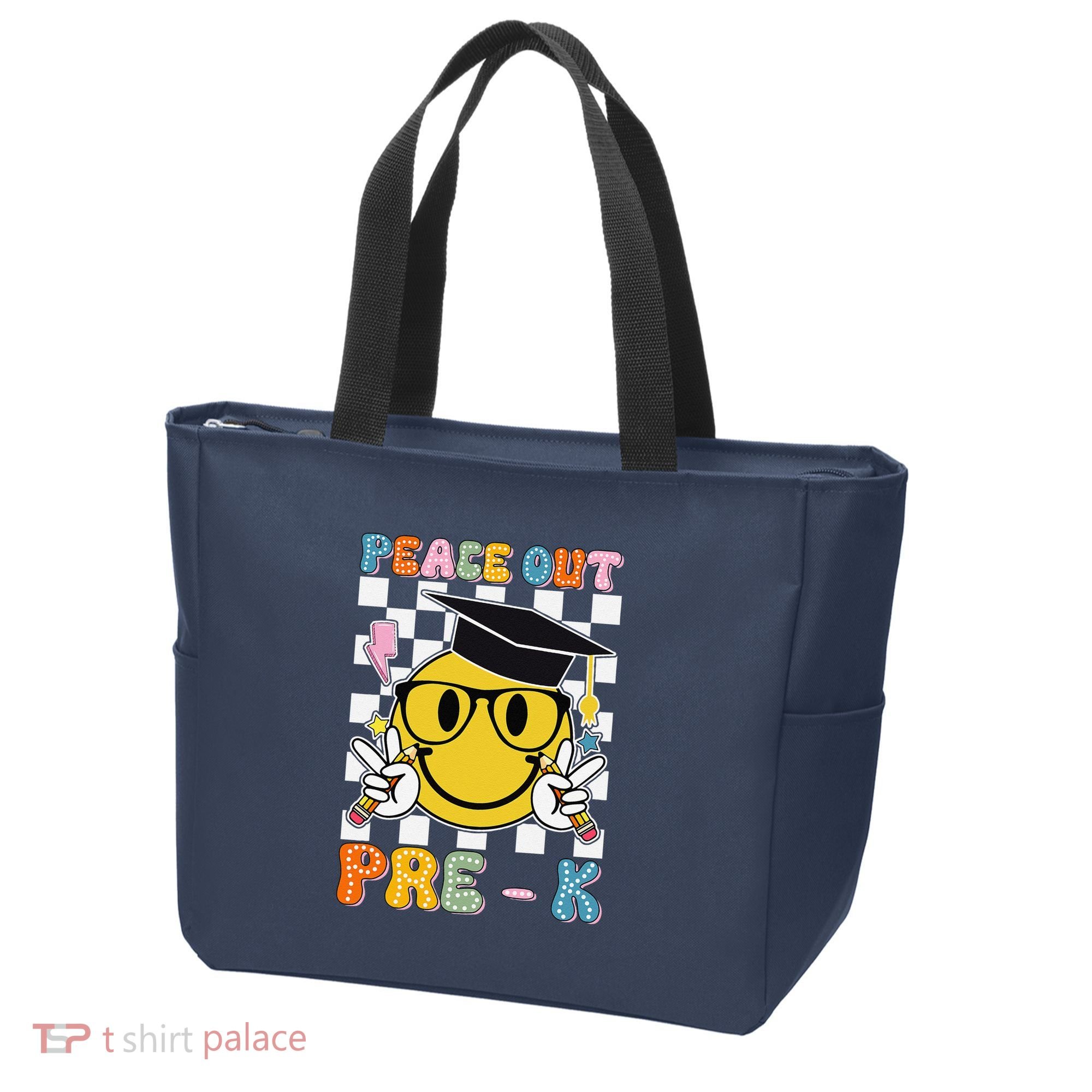 Peace Out Pre K Last Day Of School Smile Face Teachers Tote Bag