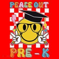 Peace Out Pre K Last Day Of School Smile Face Teachers Santa Hat thumb 1