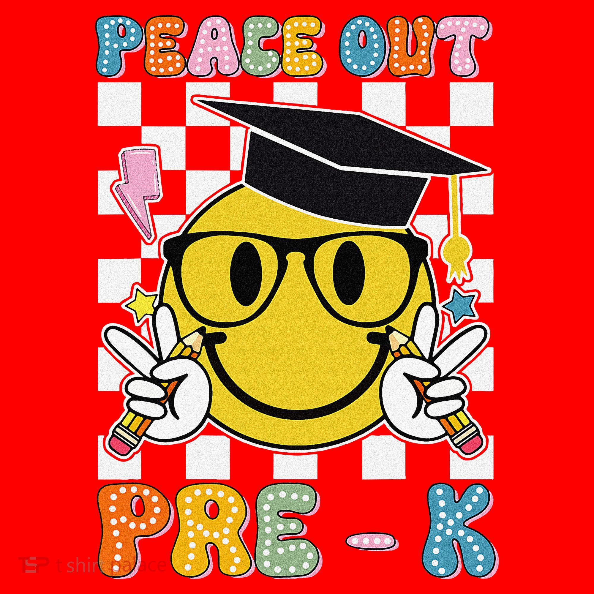 Peace Out Pre K Last Day Of School Smile Face Teachers Santa Hat