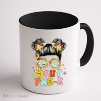 Peace Out Prek Graduation Messy Bun Coffee Mug thumb 1