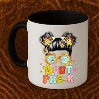 Peace Out Prek Graduation Messy Bun Coffee Mug thumb 2