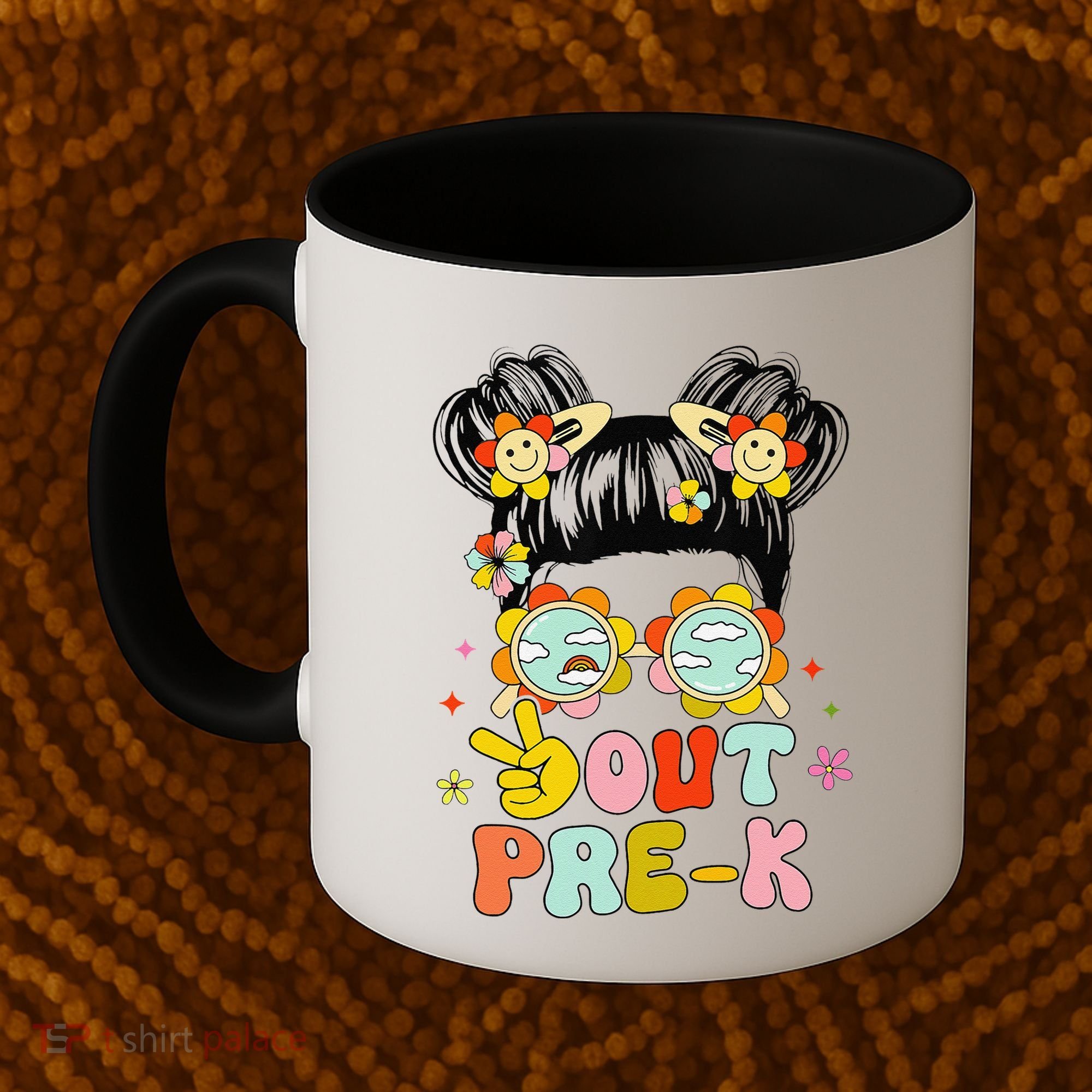 Peace Out Prek Graduation Messy Bun Coffee Mug