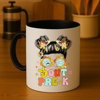 Peace Out Prek Graduation Messy Bun Coffee Mug thumb 4