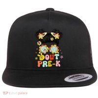 Peace Out Prek Graduation Messy Bun Flat Bill Trucker Hat thumb 0