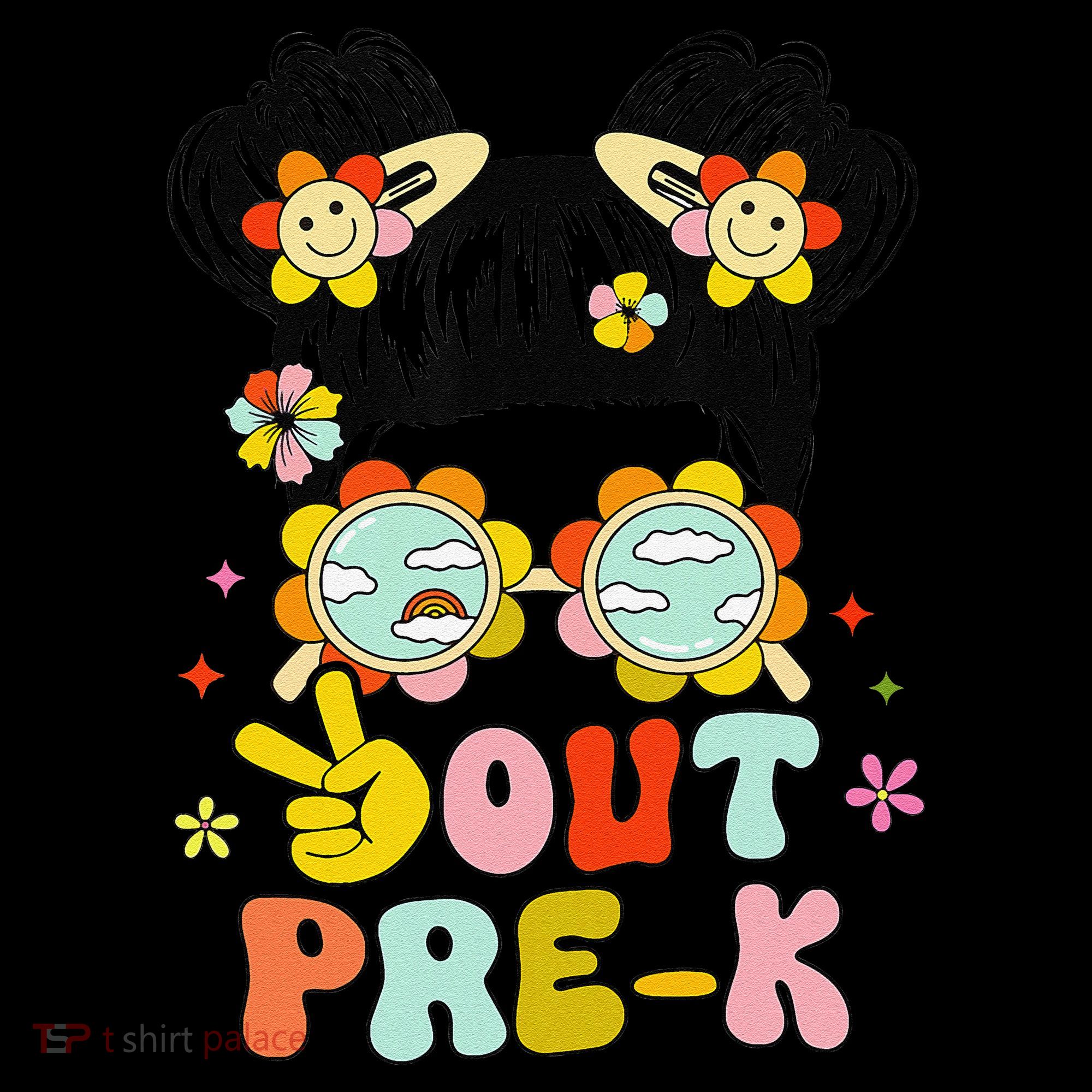 Peace Out Prek Graduation Messy Bun Baby Bodysuit