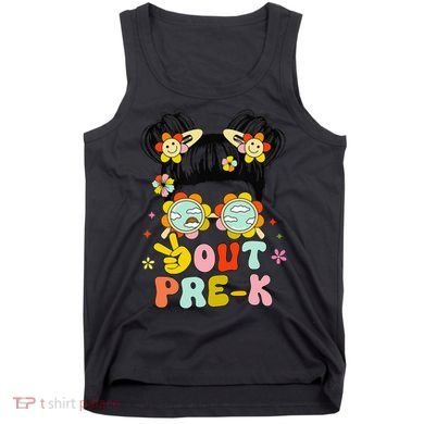 Peace Out Prek Graduation Messy Bun Tank Top
