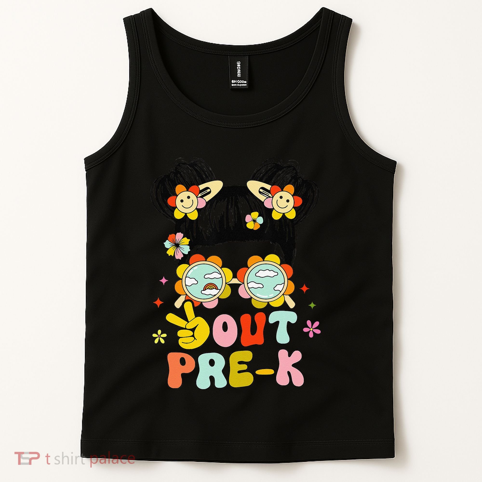 Peace Out Prek Graduation Messy Bun Tank Top