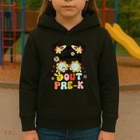 Peace Out Prek Graduation Messy Bun Kids Hoodie thumb 3