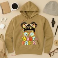 Peace Out Prek Graduation Messy Bun Hoodie thumb 3