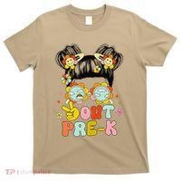 Peace Out Prek Graduation Messy Bun T-Shirt thumb 0