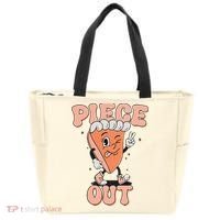 Piece Out Pumpkin Pie Retro Thanksgiving Fall Vibes Groovy Tote Bag thumb 0